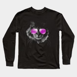 Cool Furry Cat with Sunglasses Long Sleeve T-Shirt